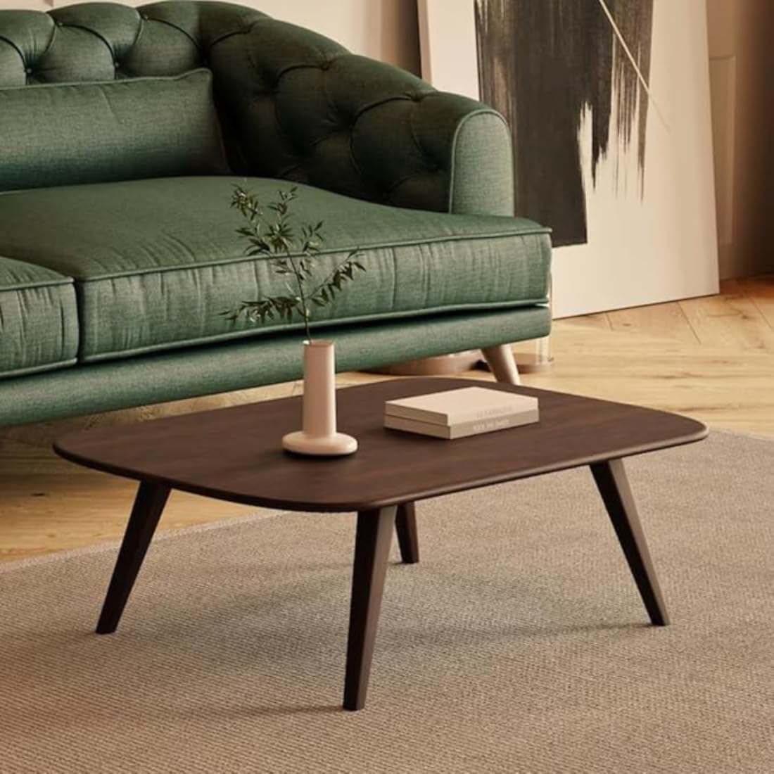 Wooden Expert Solid Big Sheesham Wooden Coffee Tables, Wooden Coffee Table for Living Room Wooden, Wooden Coffee Table for Home Minimalist Walnut Color Modern Rectangle (65x50x40Cm)