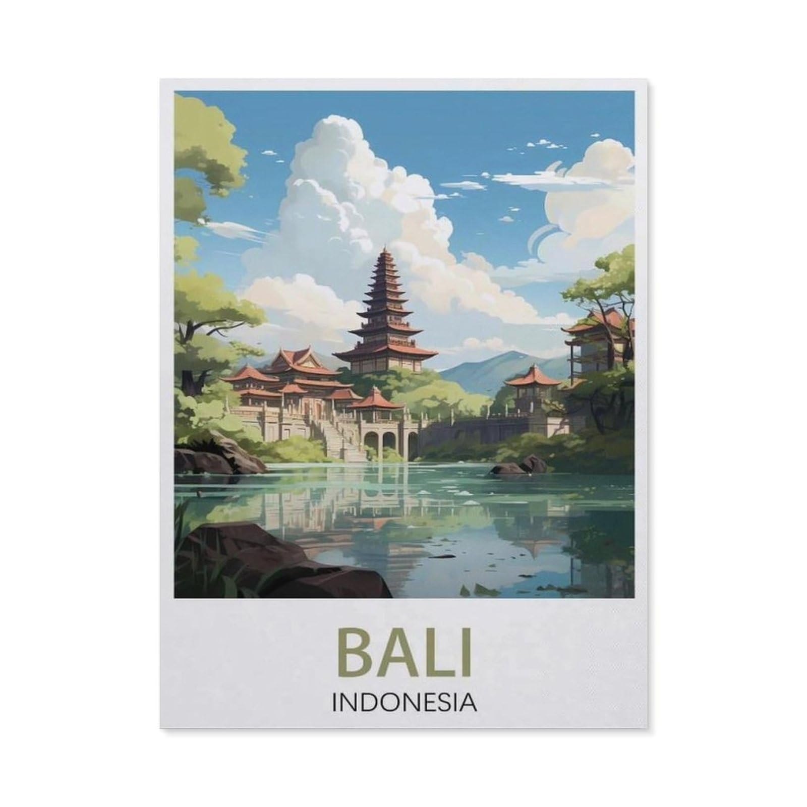 Beayodkp A22 Paint By Numbers For Adults Kids Beginner，Bali Indonesia Vintage Travel Poster，Diy Acrylic Painting By Numbers Kits With Brushes Acrylic Pigment Home Decoration Brithday Gifts(20X30cm-Bc35