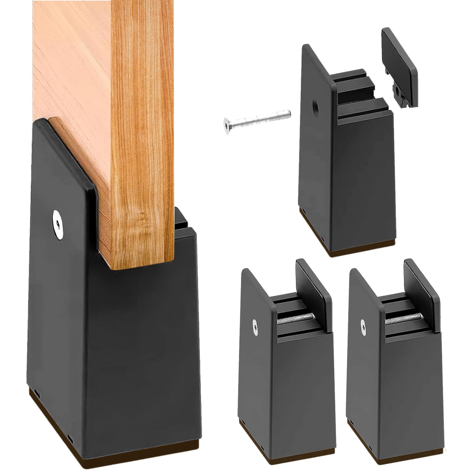 Rialzi Per Mobili 25,4 Cm Regolabili, Supporto 270 Kg, Per Letto, Tavolo, Scrivania - Nero