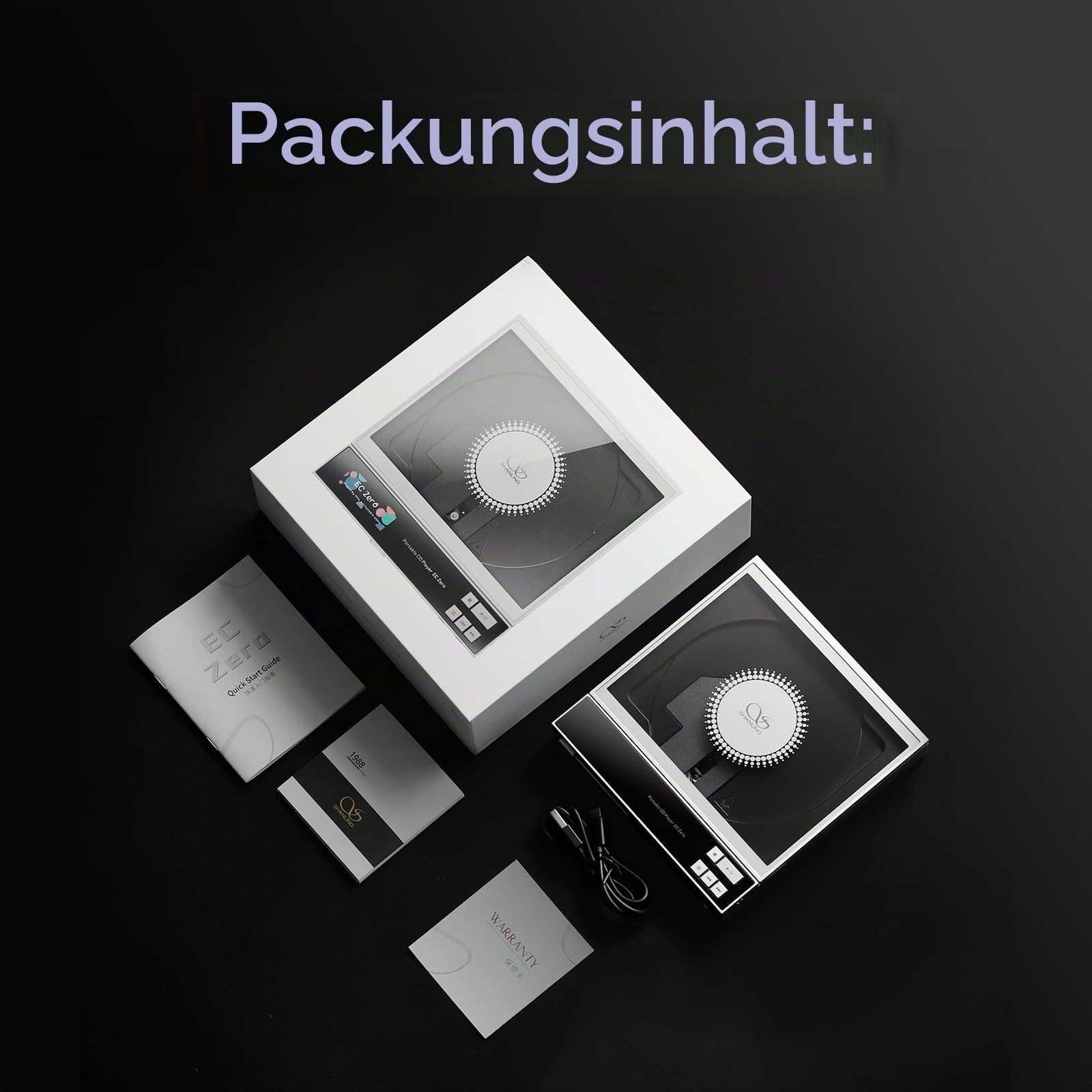 SHANLING EC Zero tragbarer CD-Player, unterstützt AK4493S DAC, 768 kHz/32 Bit & DSD512, Hi-Res HiFi EC Zero AKM CD-Player mit CD-Rippung, 4,4 mm/3,5 mm/Koaxial/Line-Ausgang, 5500 mAh Akku, 836 mW @ 32