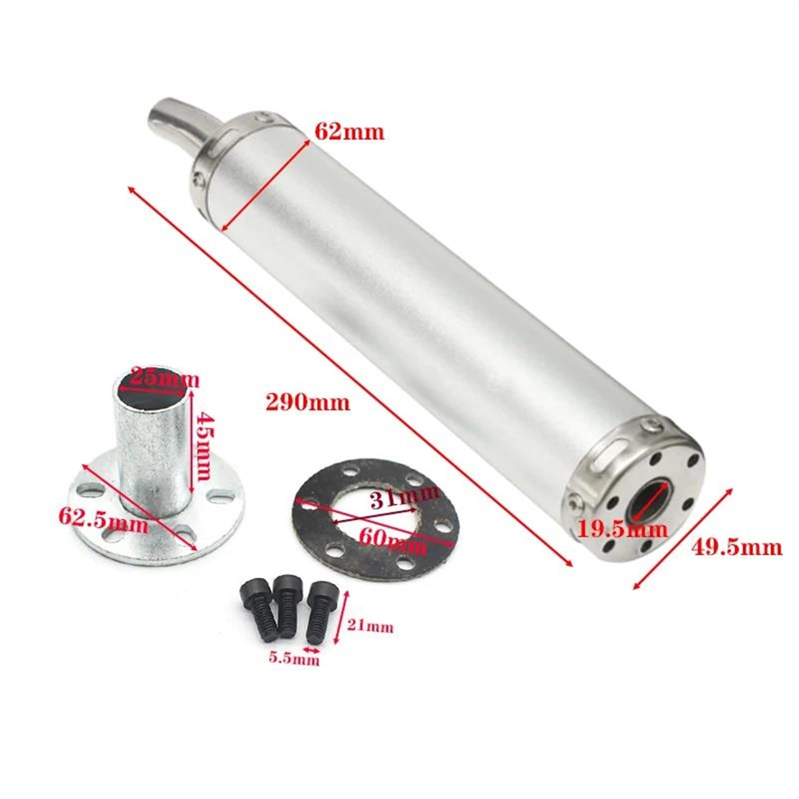 Escape Moto para Suzuki 290mm silenciador de Escape para Motocicleta Tubo de Escape Tubo Trasero silenciador Motocross Dirt Pit Street Bike Scooter Moto Silenciador