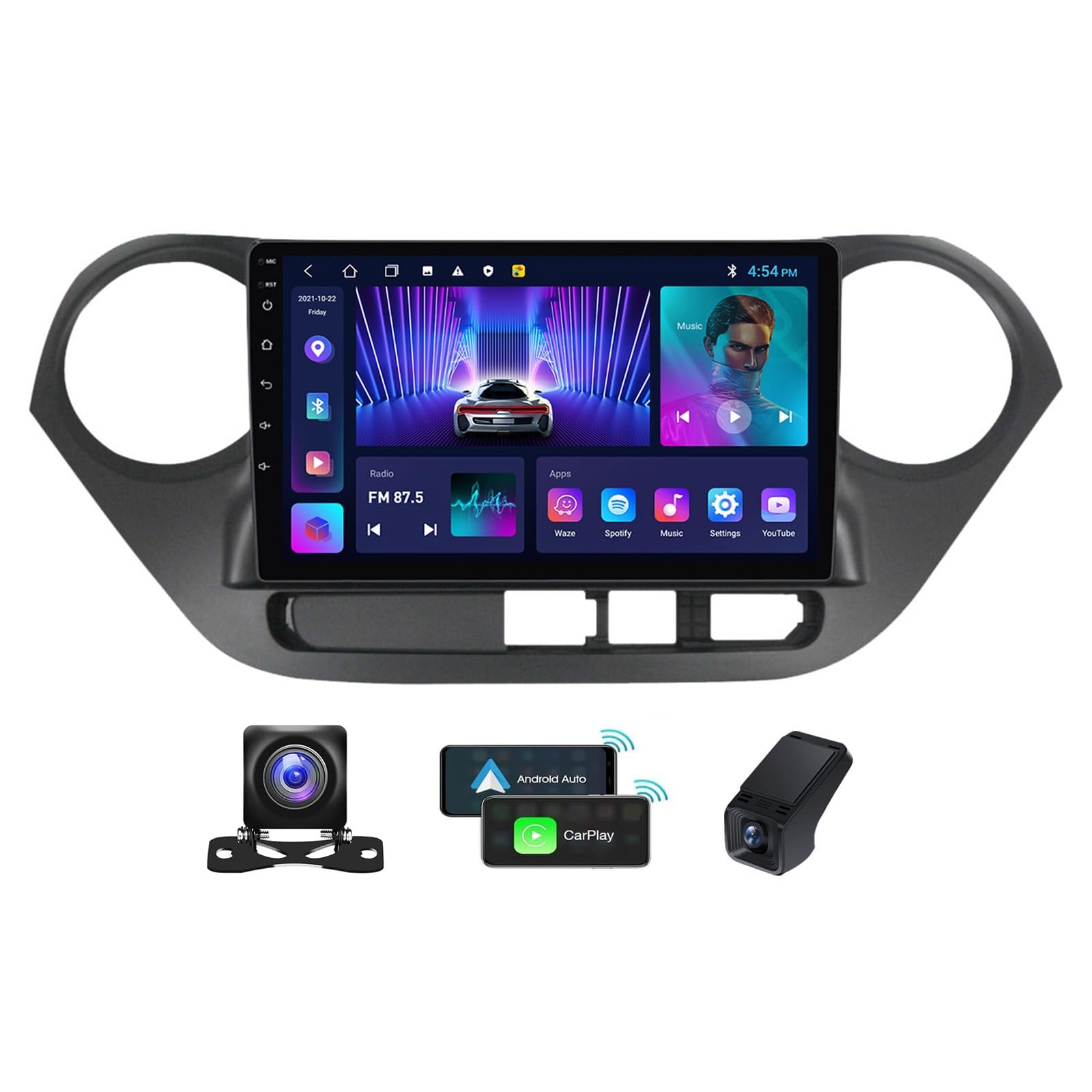 Pantalla 2K de 9.5" Android 14 para Hyundai Grand I10 con DSP y DVR 8