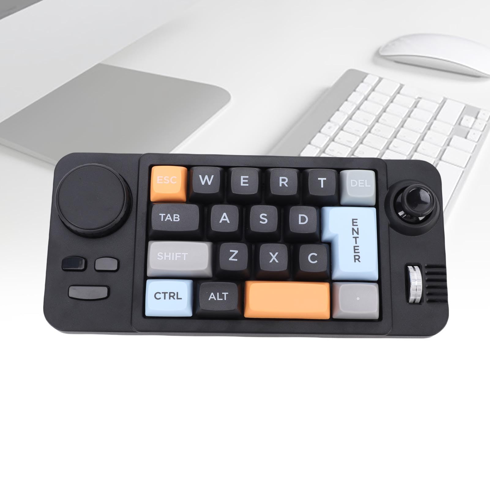 Pavé Numérique Mécanique USB-C, 19 Touches Programmables, Clavier Filaire à Une Main avec Molette RGB, Bouton Rotatif et Joystick pour Jeu et Travail