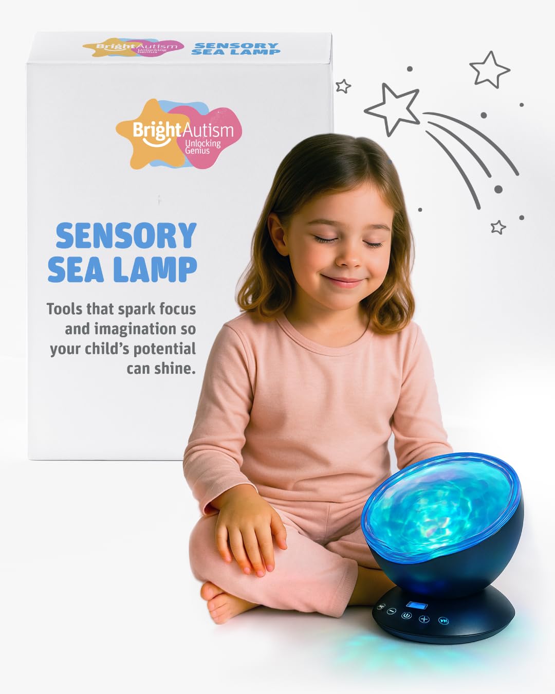 Bright Autism Calming Sensory Sea Lamp - Night Light Projector for