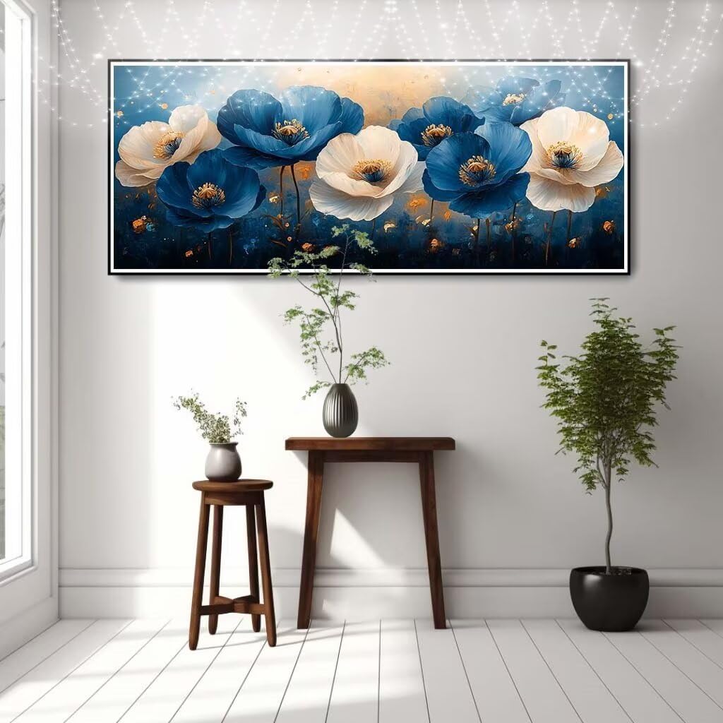 5D Diament Malarstwo Pełny zestaw, DIY Diamentowe Malarstwo Rzemiosło Kryształowe Malarstwo Dorośli 70 x 180 cm, Niebieski Kwiat, Krajobraz Zestaw Diamentowe Malarstwo Dziecko, Cyrkonie Diament Sztuka