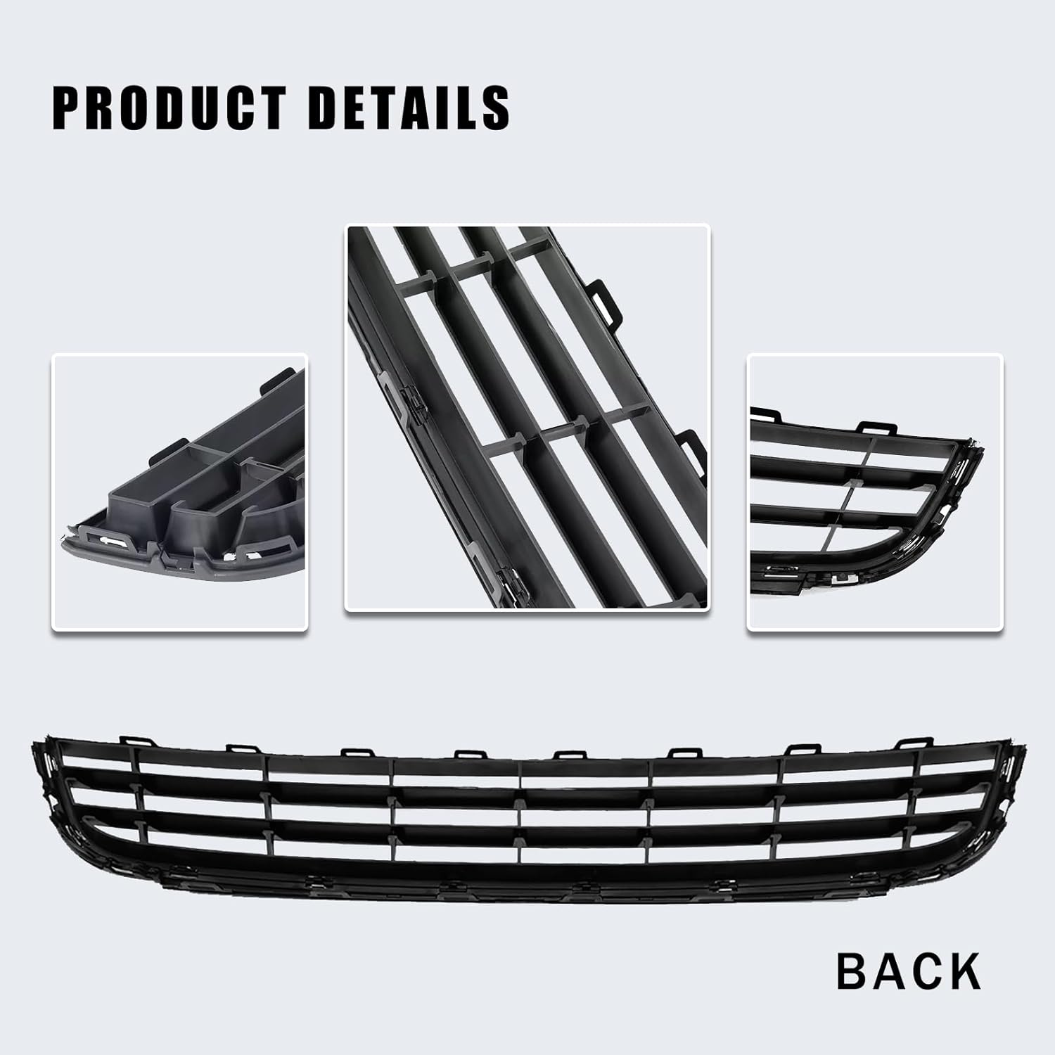 Front Lower Bumper Grille Compatible With 2011-2014 VW Volkswagen Jetta Black With Chrome Trim Grill 5C6853671RYP VW1036120