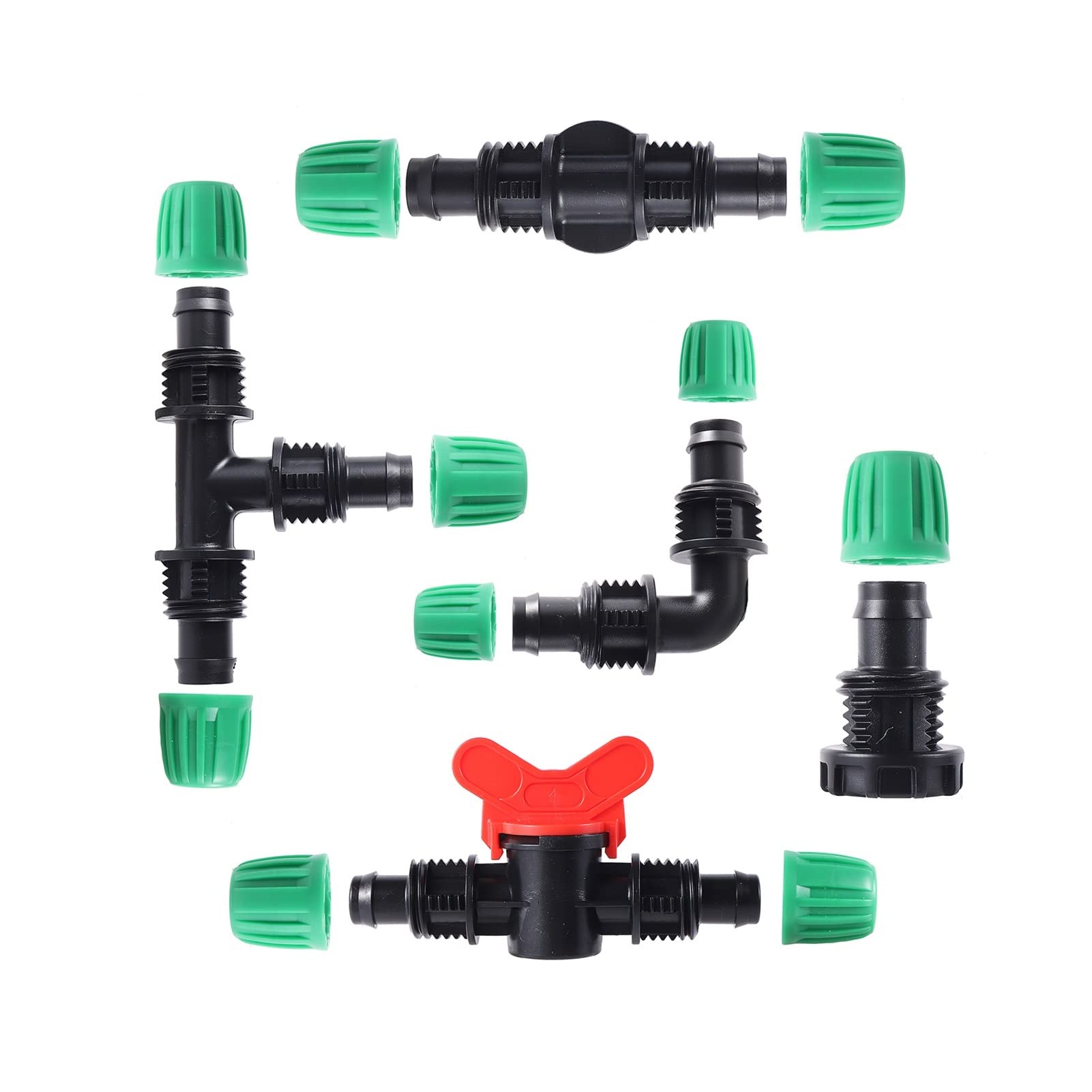 Adaptador de fontanería de jardín Kit de accesorios de riego para agricultura de jardín Kit de accesorios de riego automático Sistema de micro riego de 16 mm PE accesorios de tubería 19
