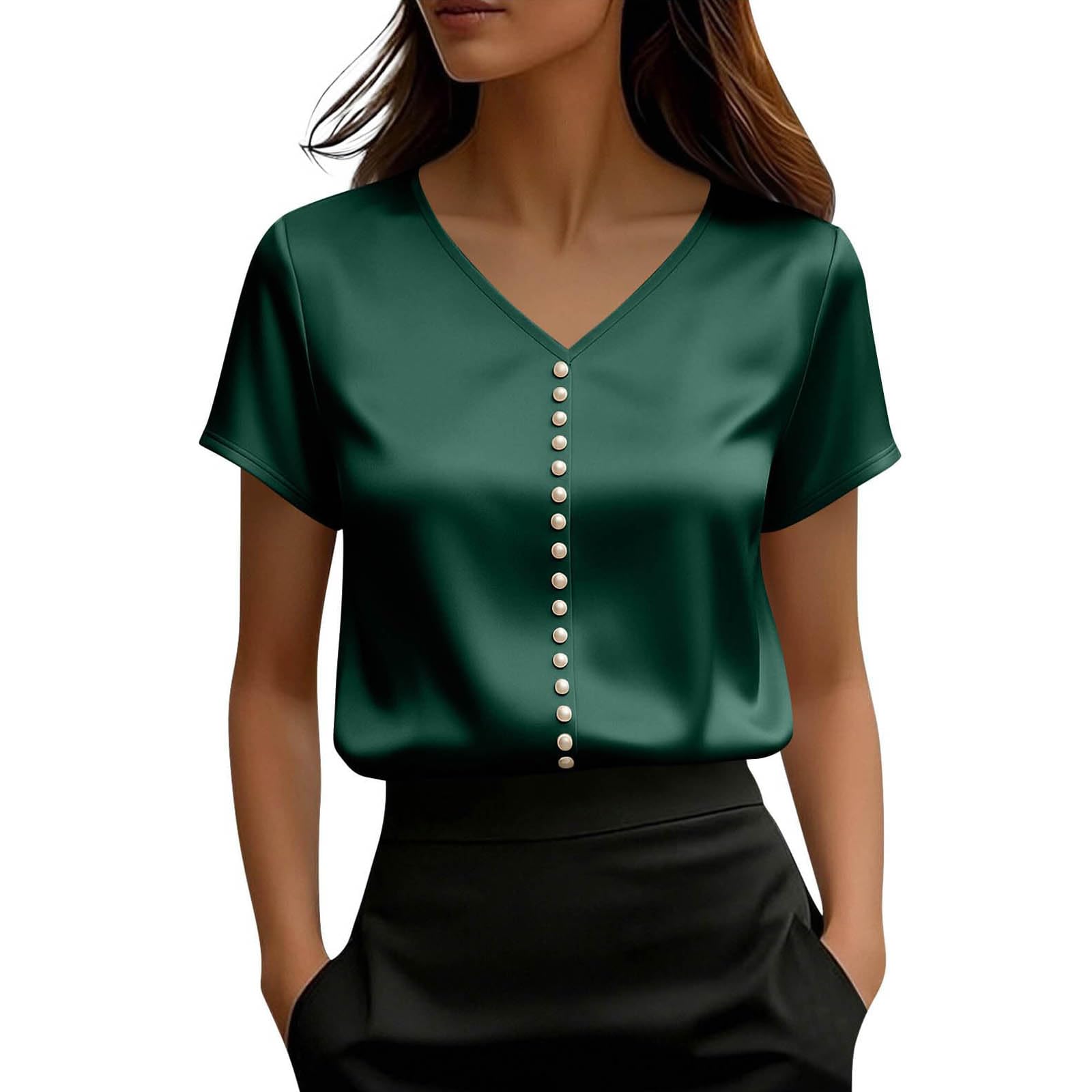 Blouse fluide col en V chic de la terrasse au bureau