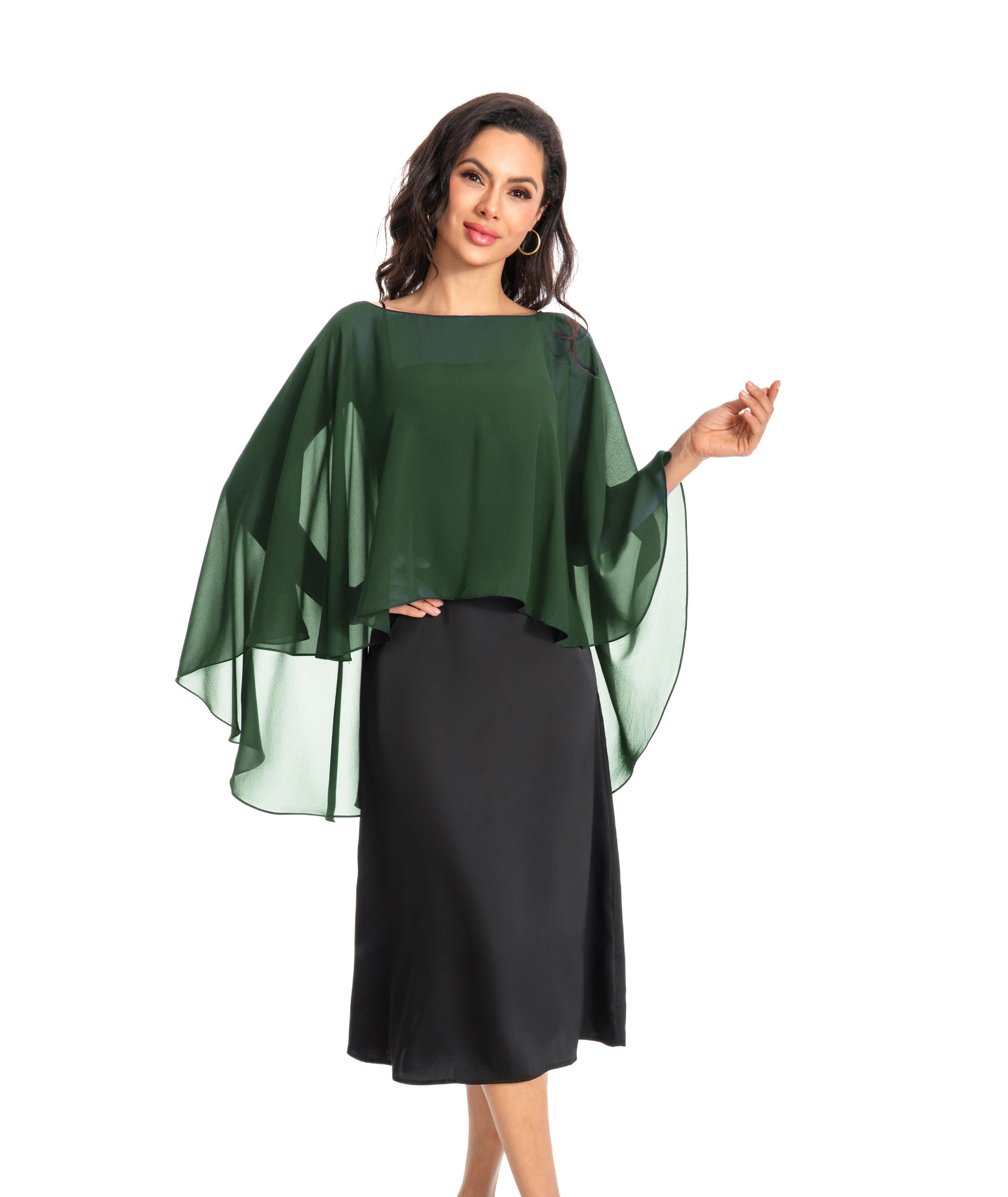 Baoqiya Chiffon Capes Sheer Capelets Long Cape Poncho For Women Plus Size