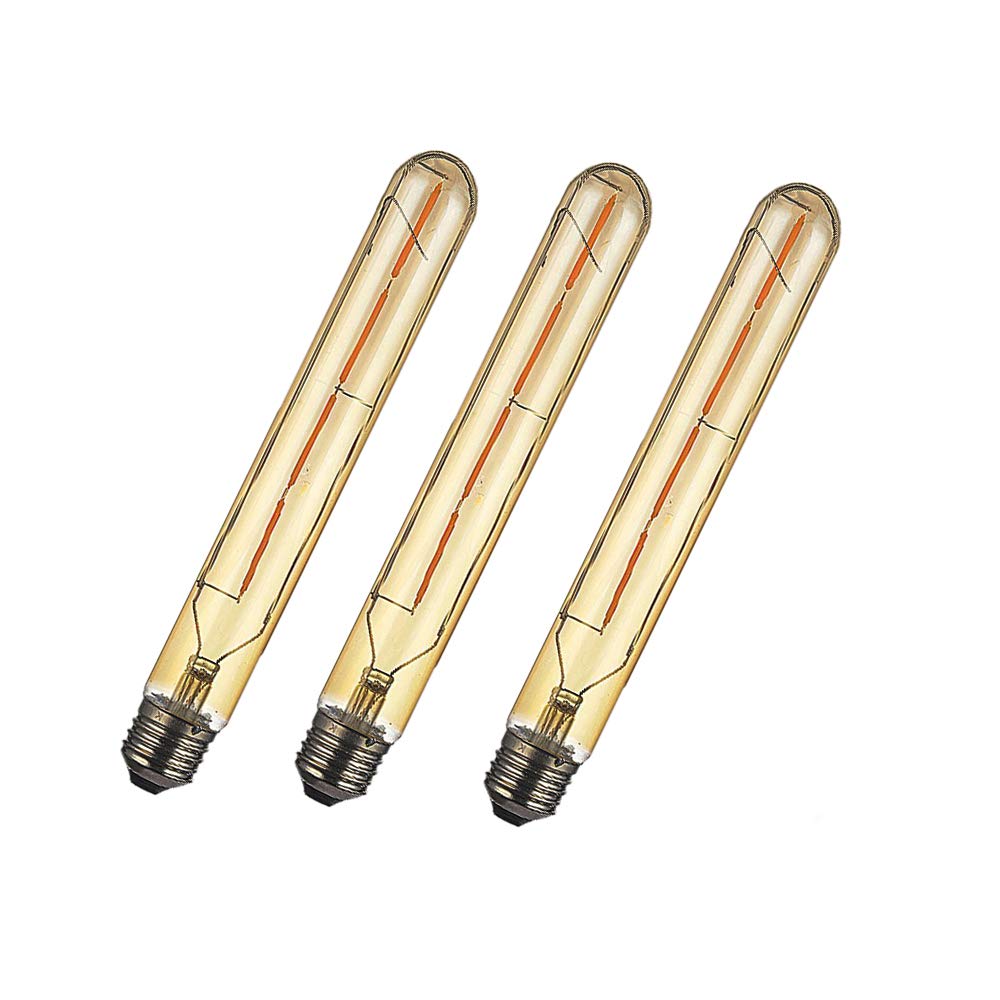 BDAYEK Led bulbs 3 Packs T30 Tubular Filament 4W LED Bulbs Warm White 2700K E27 Not Dimmable 400LM Smoked Gold Glass