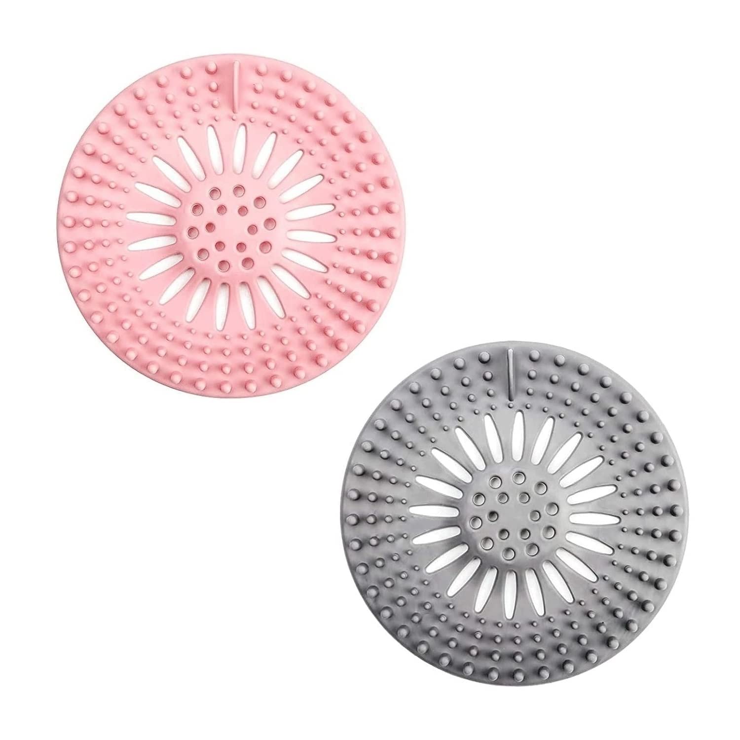 SHFTI Shower Drain Covers,Hair Catcher Durable Silicone Hair Stopper Sink Drainer, and Clean Bathroom Accessories Bathtub Drain Stopper Block Hair Trap for Shower Drain(Random Color) (Pack of 2)