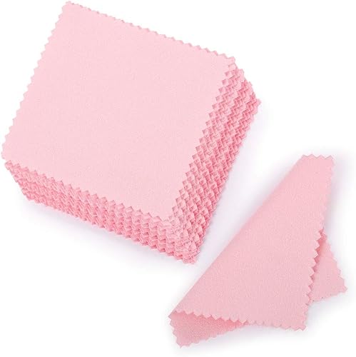 Miniatura 1 de Sevenwell - Paño de limpieza para joyas de plata oro platino 50 unidades 31 x 31pulgadas - 8x8cm color rosa