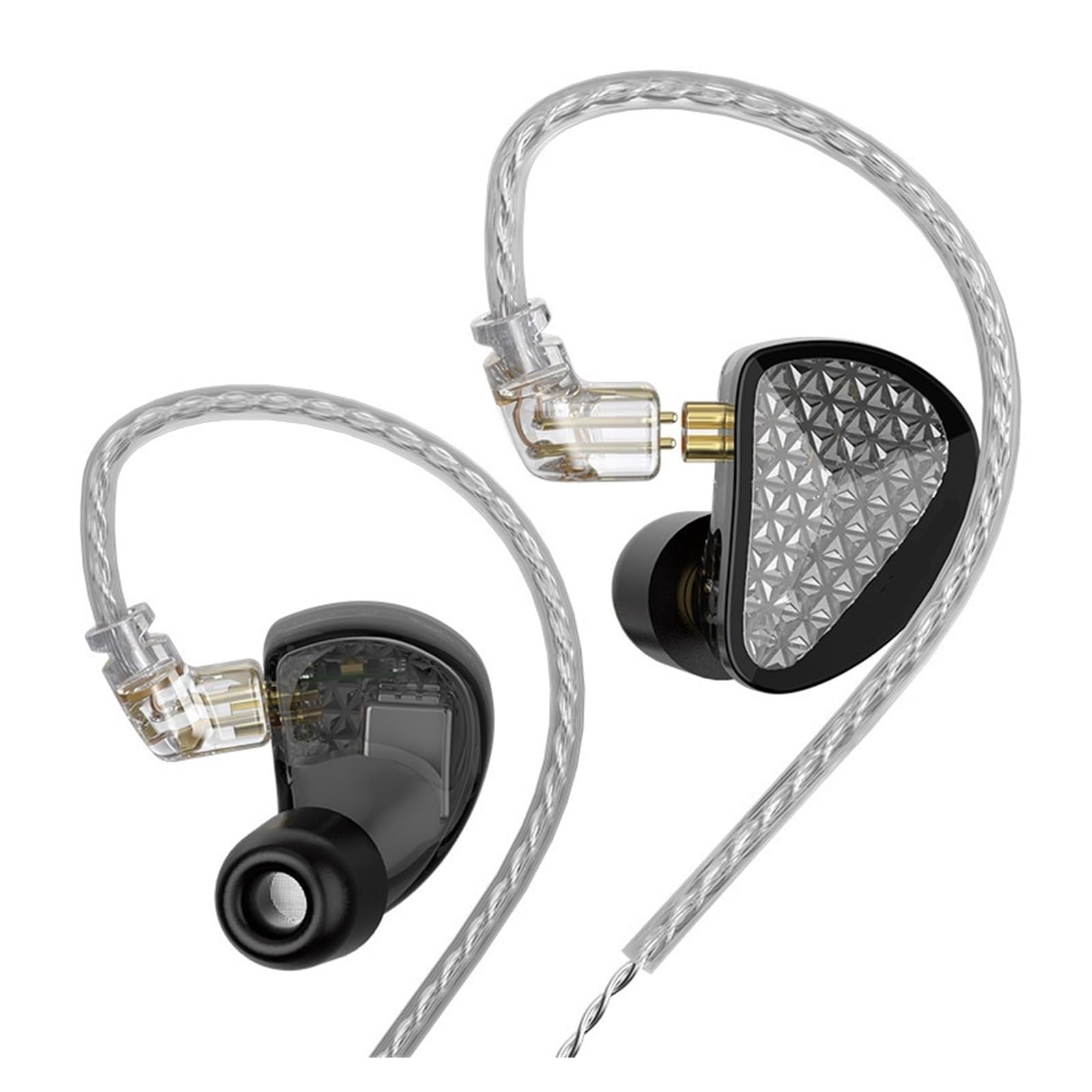 Écouteurs Intra-Auriculaires à 8 Armatures équilibrées, Casque d'écoute avec Moniteur HiFi de Haute qualité sonore(Black no mic)