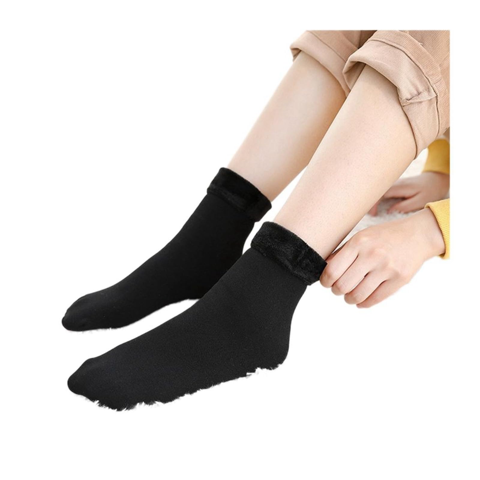 Calcetines De Invierno Para Mujer - Moda Negro 30 Pares Calcetines De Piso De Terciopelo Cálidos Para Mujer Otoño E Invierno Calcetines Suaves Elásticos Engrosados ​​Calcetines De Nieve Trans