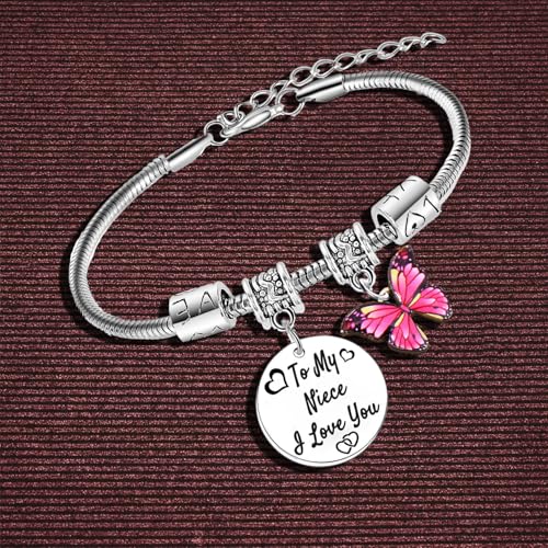 To My Niece Butterfly Bracelet I Love You Bracelet Gifts for Niece Christmas Birthday Gift for Nieces from Aunt Uncle2