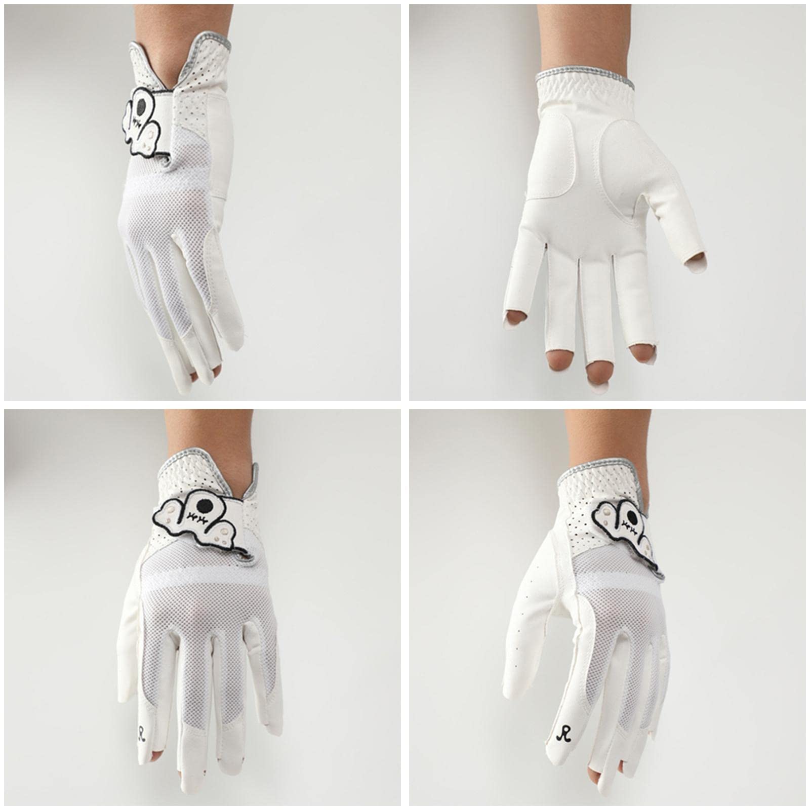 Golfhandschuh für Herren und Damen, linke Hand, Spieler, Mikrofaser, weich, bequem, 17 cm, Weiß