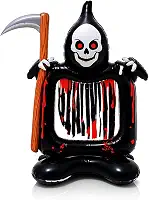 Túnel Inflável de Halloween Decorativo, 135 cm de Altura, Design da Morte com Foice, PVC Durável Grim Reaper Festa Assustadora Dia das Bruxas
