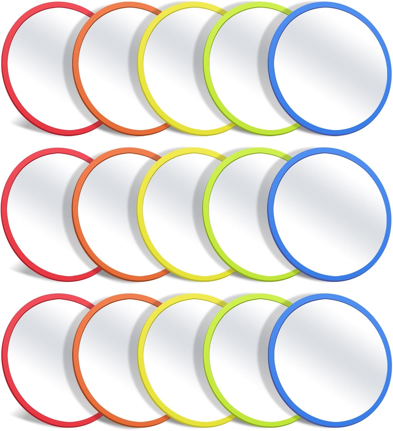 15 Pcs Small Mirrors for Kids Unbreakable Shatter Proof Mirror 4.8 x 4.8 Inches Round Plastic Safe Shatter Proof Mirrors for School Classroom Bathroom DIY Crafts (Bright Colors)