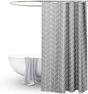 EurCross Grey Shower Curtain for Bathroom,Geometric Pattern,Water ...