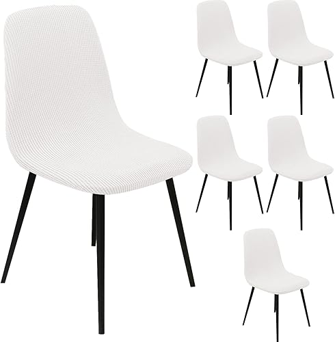 Eco-Ancheng Juego de 4 fundas para sillas de comedor modernas de mediados de siglo, de tela jacquard, sin brazos, protector para silla sin brazos,