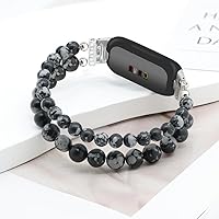Vista 2 de C&L Accessories Brazaletes compatibles con Fitbit Inspire 3 para mujeres, pulsera con cuentas, correa de reemplazo ajustable con gemas