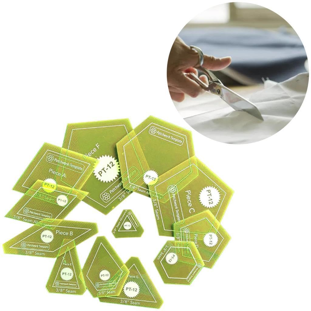 Juego de 12 Plantillas de Papel para Patchwork, Costura Y Manualidades DIY.