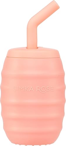 Simka Rose Vaso de silicona con popote  Copa de transición para bebés a prueba de derrames + taza de entrenamiento para niños pequeños + taza