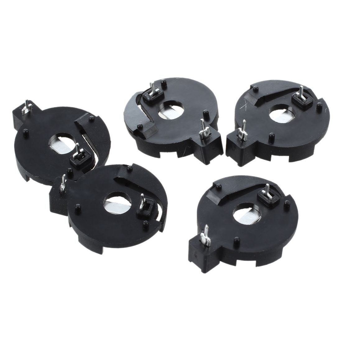 TOOGOO(R) CR2016 2025 2032 Coin Cell Button Battery Holder Socket Black 5 Pcs