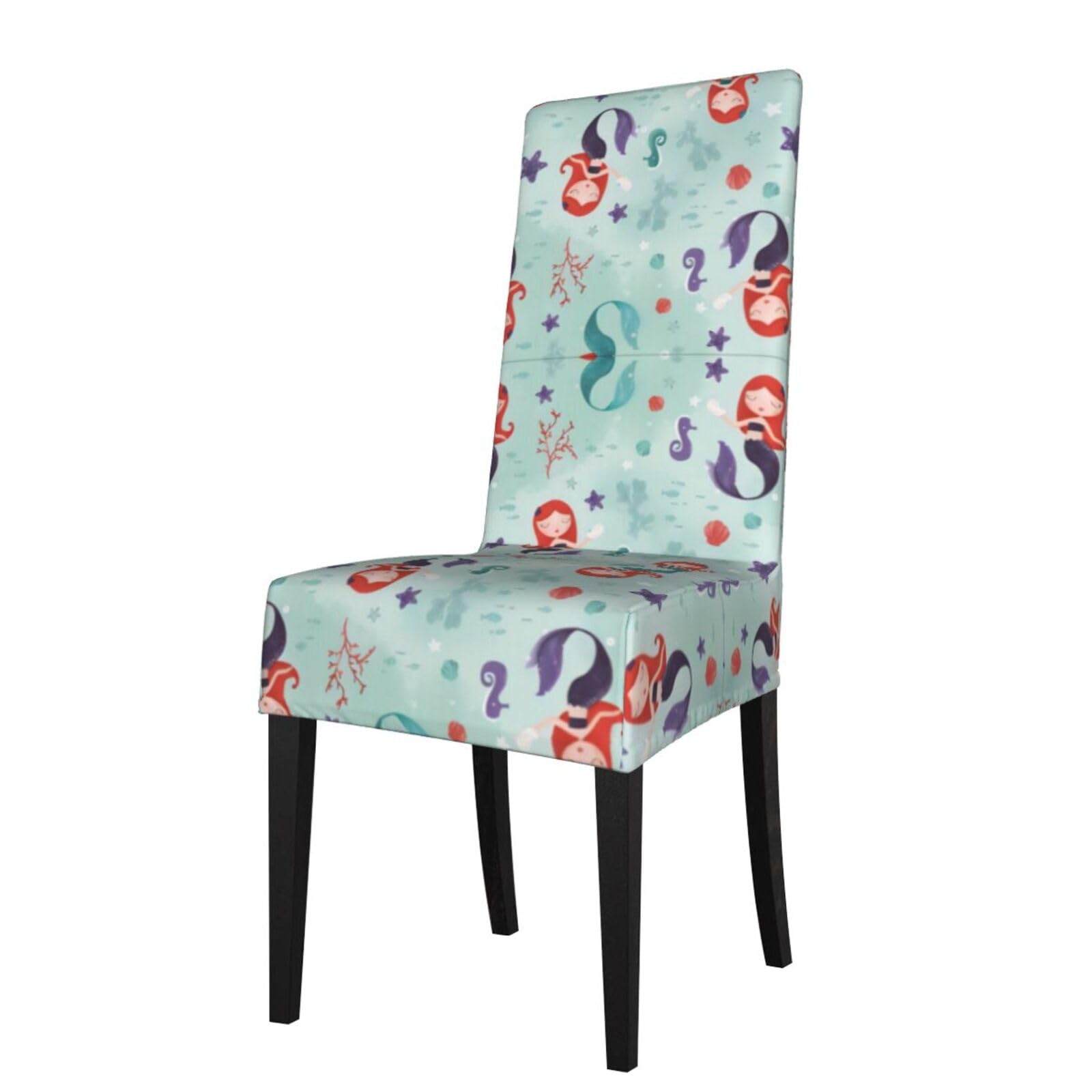 YYHHAOFA Beautiful mermaid Prints Protection Cover for Dining Chair - Stretch Slipcovers, Easy Refresh for Your Dining Room & Event Decor