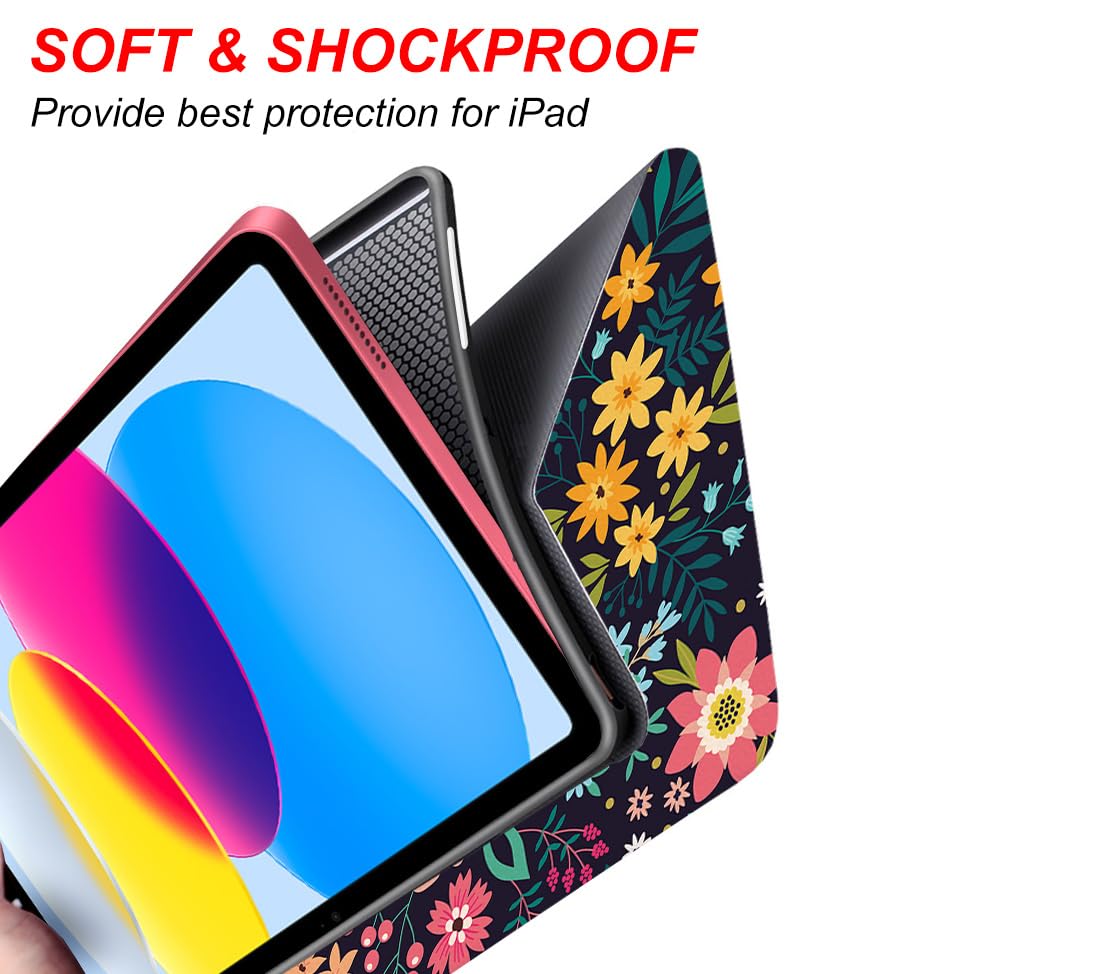 LI-LOVE IPad Case For 11 Inch 2025 & 10.9 Inch 2022 Models - Flower Design With Auto Wake/Sleep