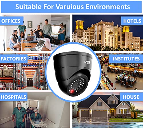 Rubik 4pc Dummy CCTV Camera with Flashing LED Light, Adjustable Fake Surveillance Camera Security Indoor Dome Camera with LED Light (White)