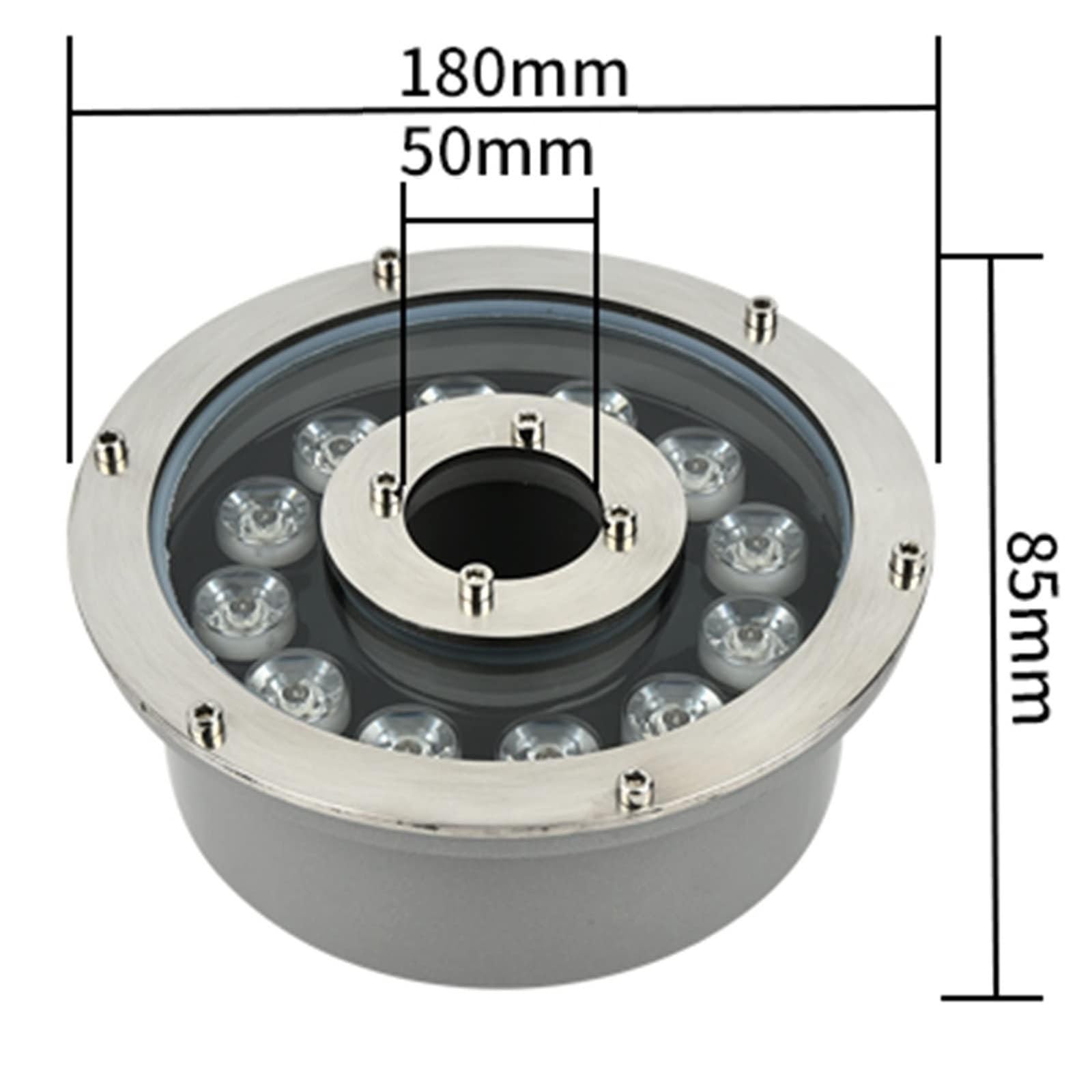 Projecteur submersible for piscine - Anneau lumineux LED for fontaine, avec télécommande, étanche IP68, projecteur sous-marin en acier inoxydable à couleurs changeantes(12W(AC24V))