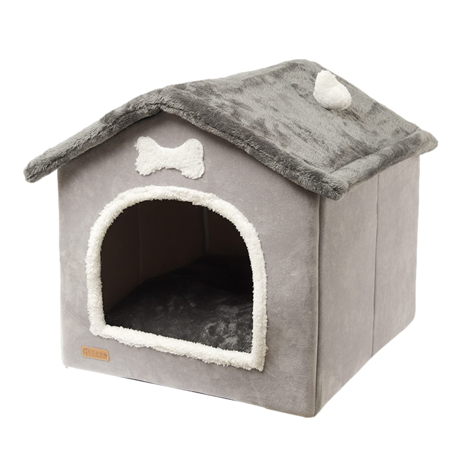 Caseta Plegable para Perros de Interior con Cubierta Extraíble - Cama Cueva de Felpa Acogedora para Perros Pequeños y Medianos y Gatos, Casa de Mascotas Cálida y Portátil