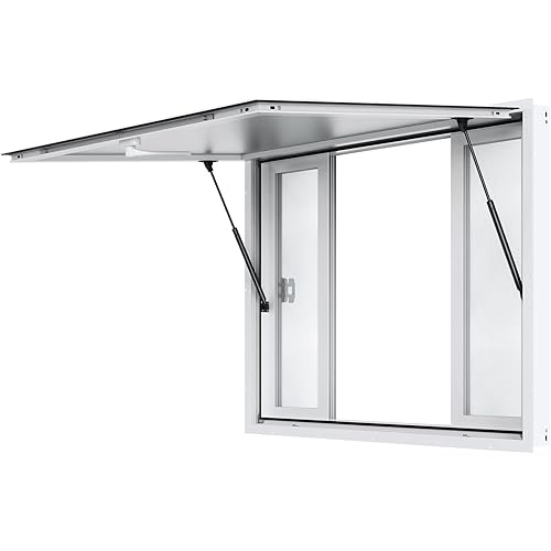 VEVOR Concession Window for Food Truck, 48"x36" Aluminum Alloy Service Window, Up to 85 Degrees Serving Window with 4 Sliding Windows & Awning Door & Drag Hook, for Food Truck Concession Trailer