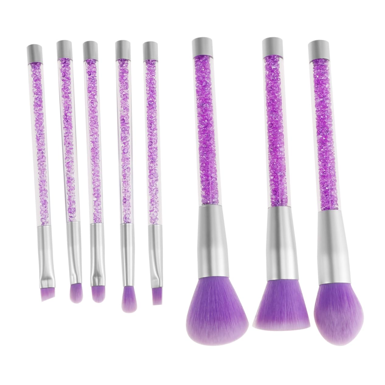 Healeved Ensemble de Pinceaux de Maquillage à Paillettes Tendance avec Manche en Strass Kit Complet de Pinceaux Cosmétiques pour Femmes Application de Maquillage Naturel