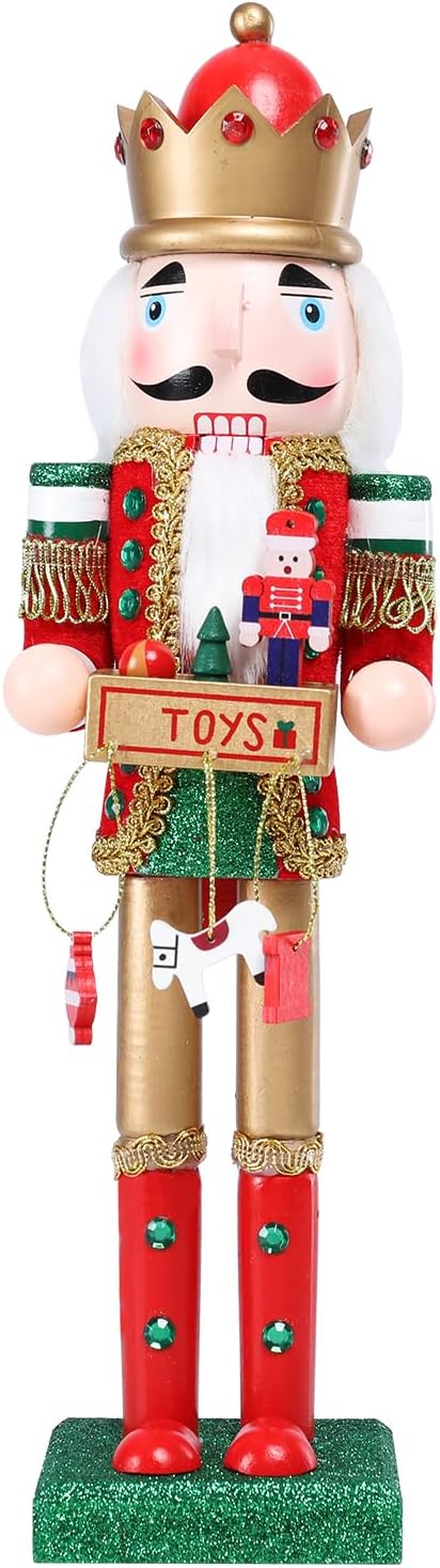 Nutcracker Christmas Decor, 15 Inch Wooden Soldier Figurines, Festive Christmas Nutcrackers Gifts Winter Indoor Table Desktop Fireplace Decorations