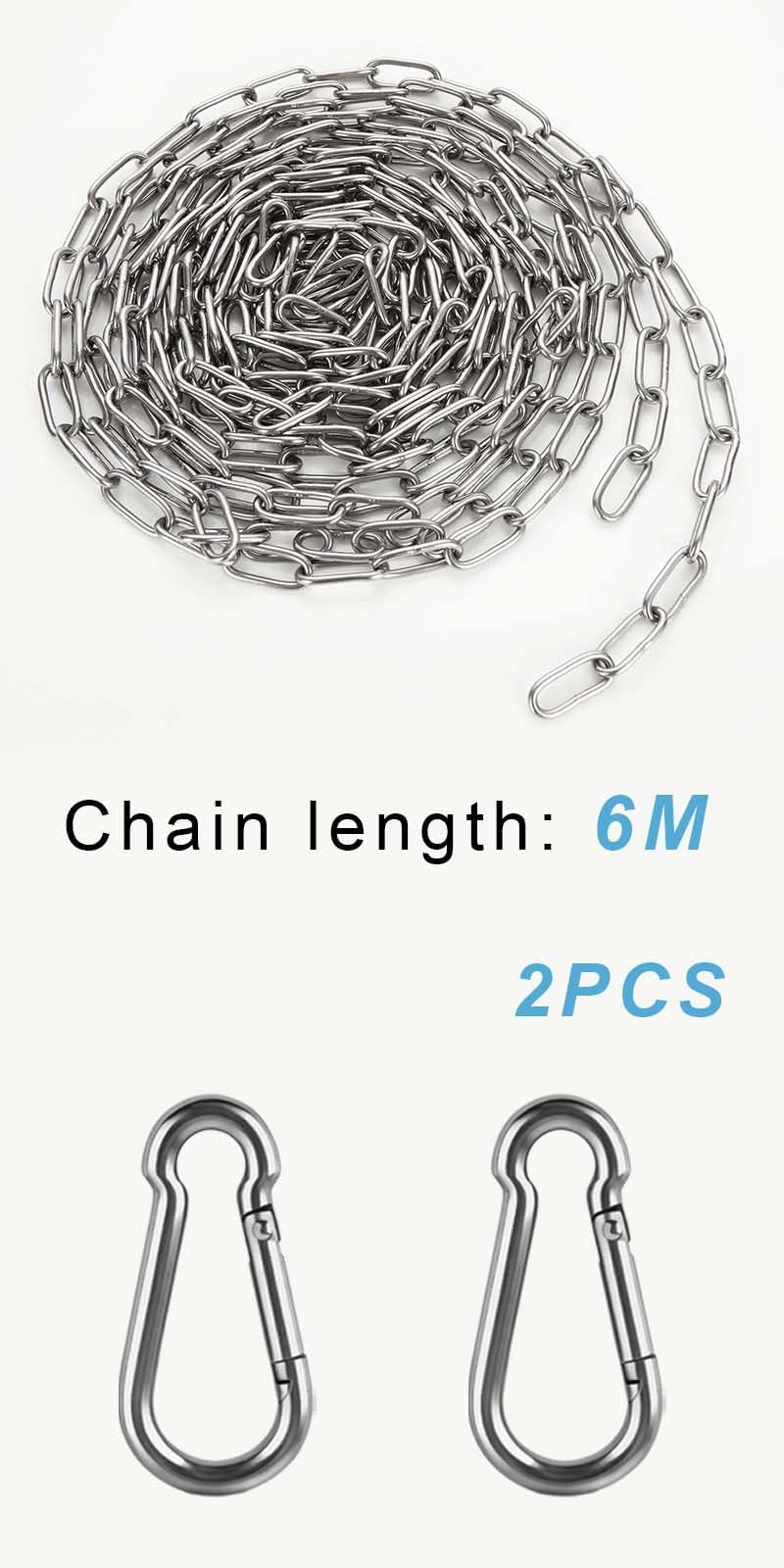 6M, Cadena de eslabones, Cadenas Pesadas, Cadenas metálicas, Cadena de Alta Resistencia, Cadenas metálicas con mosquetón, Adecuado para cercas, Cadenas para Perros, Secado de Ropa