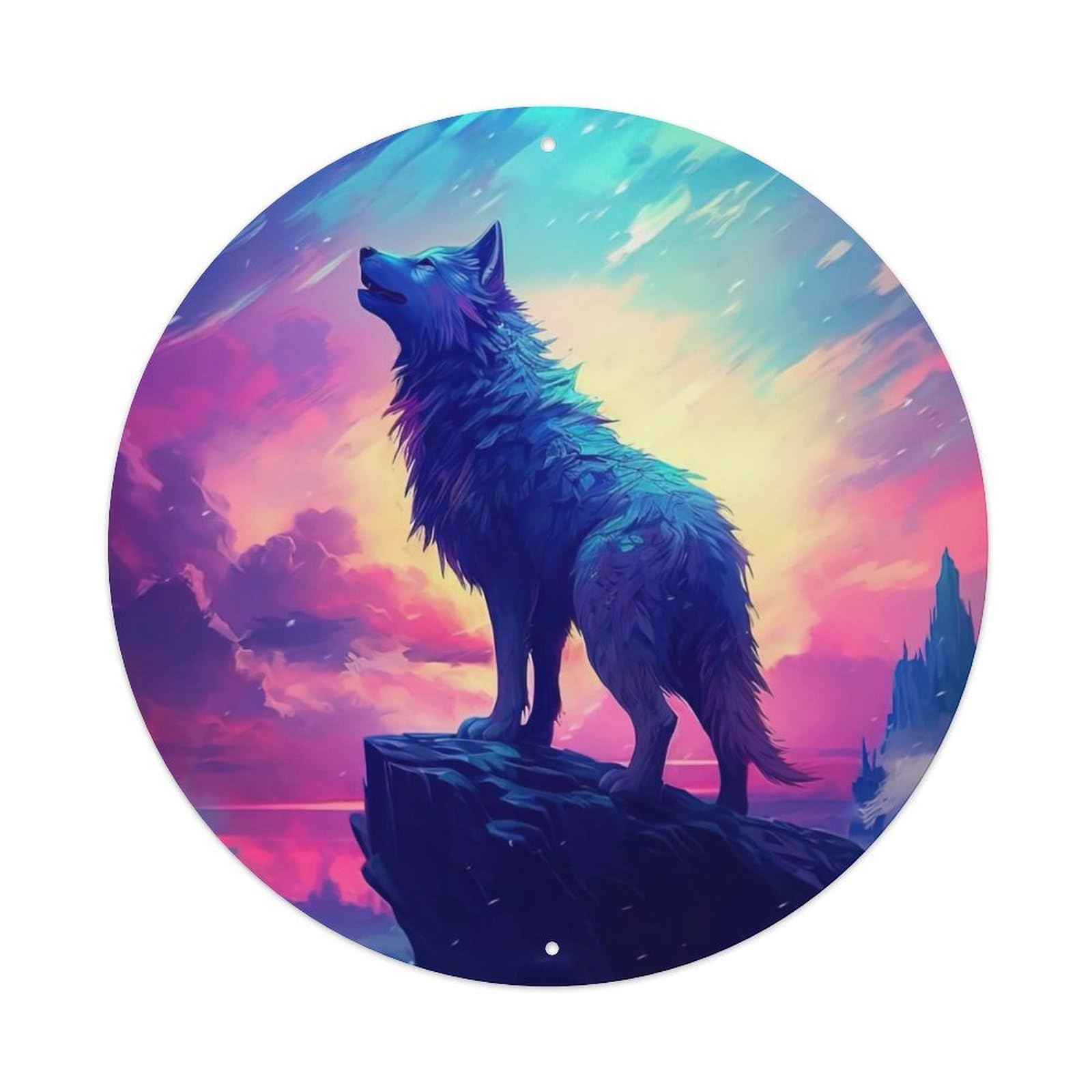 Animal Artwork Wolves on The Mountaintop Metal Tin Sign
