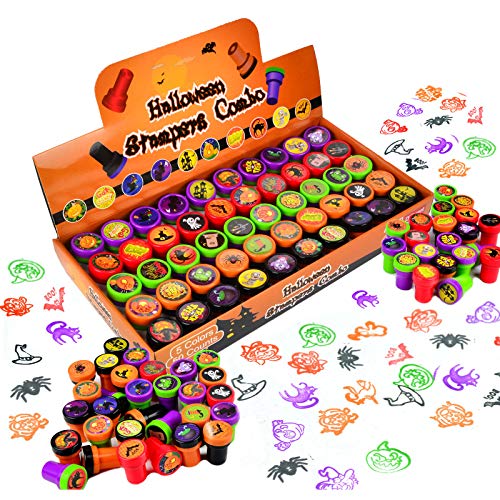50 Pieces Halloween Assorted Stamps Kids Self-Ink Stamps (25 Different Designs, Plastic Stamps, Trick Or Treat Stamps, Spooky Stamps) For Halloween Party Favors, Game Prizes, Halloween Goodies Bags #TOP14