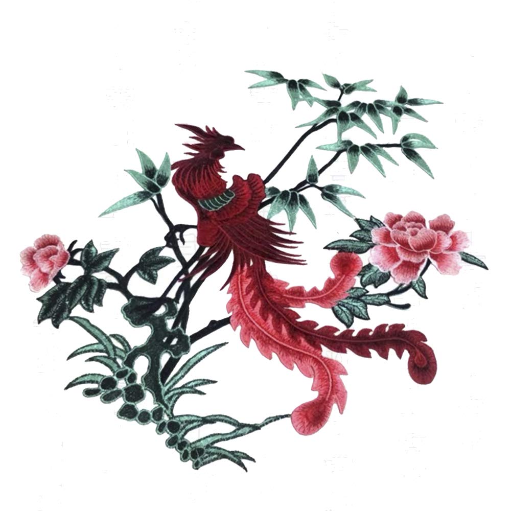 Large Phoenix Embroidery Applique Sew on Motif Patches Trimming Embellishment for Women Dress Decorated 1 Piece (A)