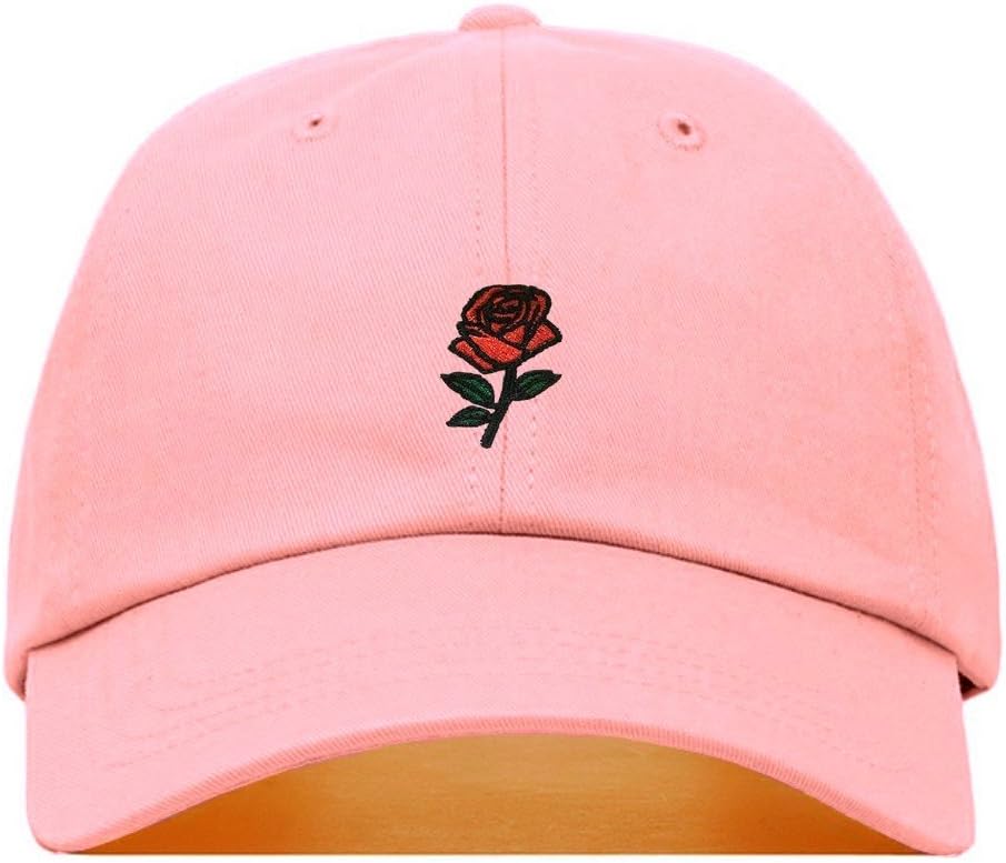 Rose Baseball Hat, Embroidered Dad Cap, Unstructured Soft Cotton, Adjustable Strap Back (Multiple Colors)