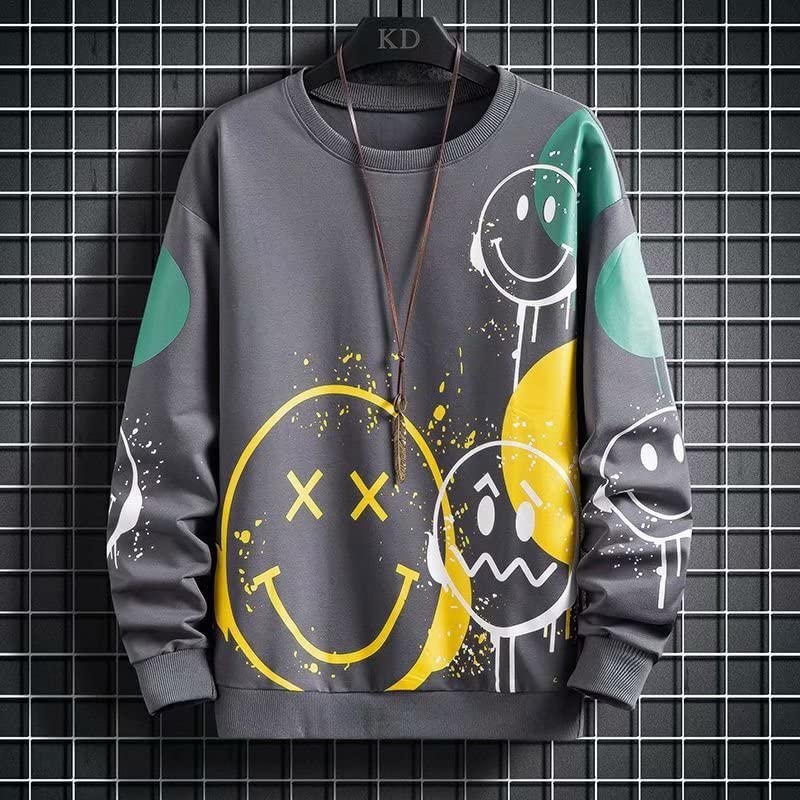 Sweatshirt imprimé smiley le pull décontracté pour homme branché