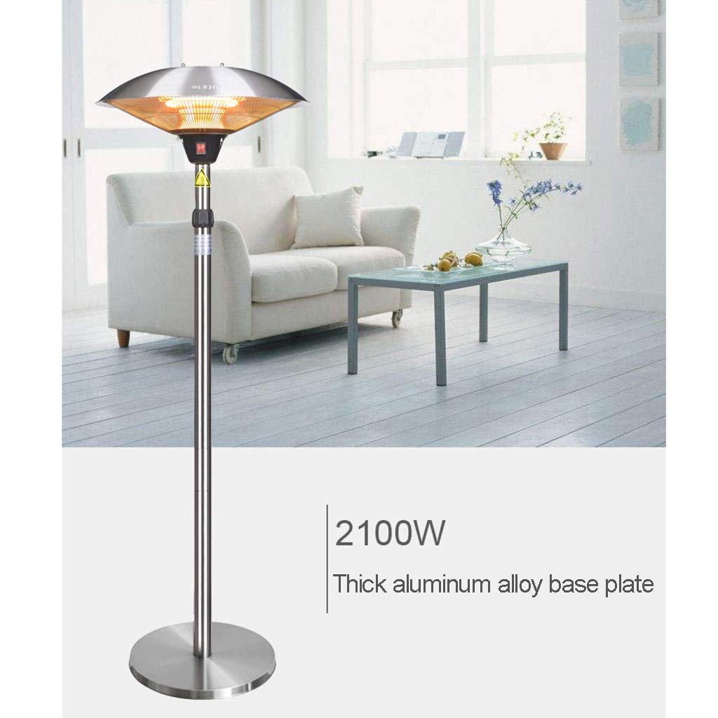 Calentador De Patio Al Aire Libre Eléctrico Infrarrojo Halógeno Jardín, Con Base De Aleación De Aluminio Grueso Y 3 Configuraciones De Calor Para Cafeterías, Restaurantes U Otros Lugares Al Aire Lib