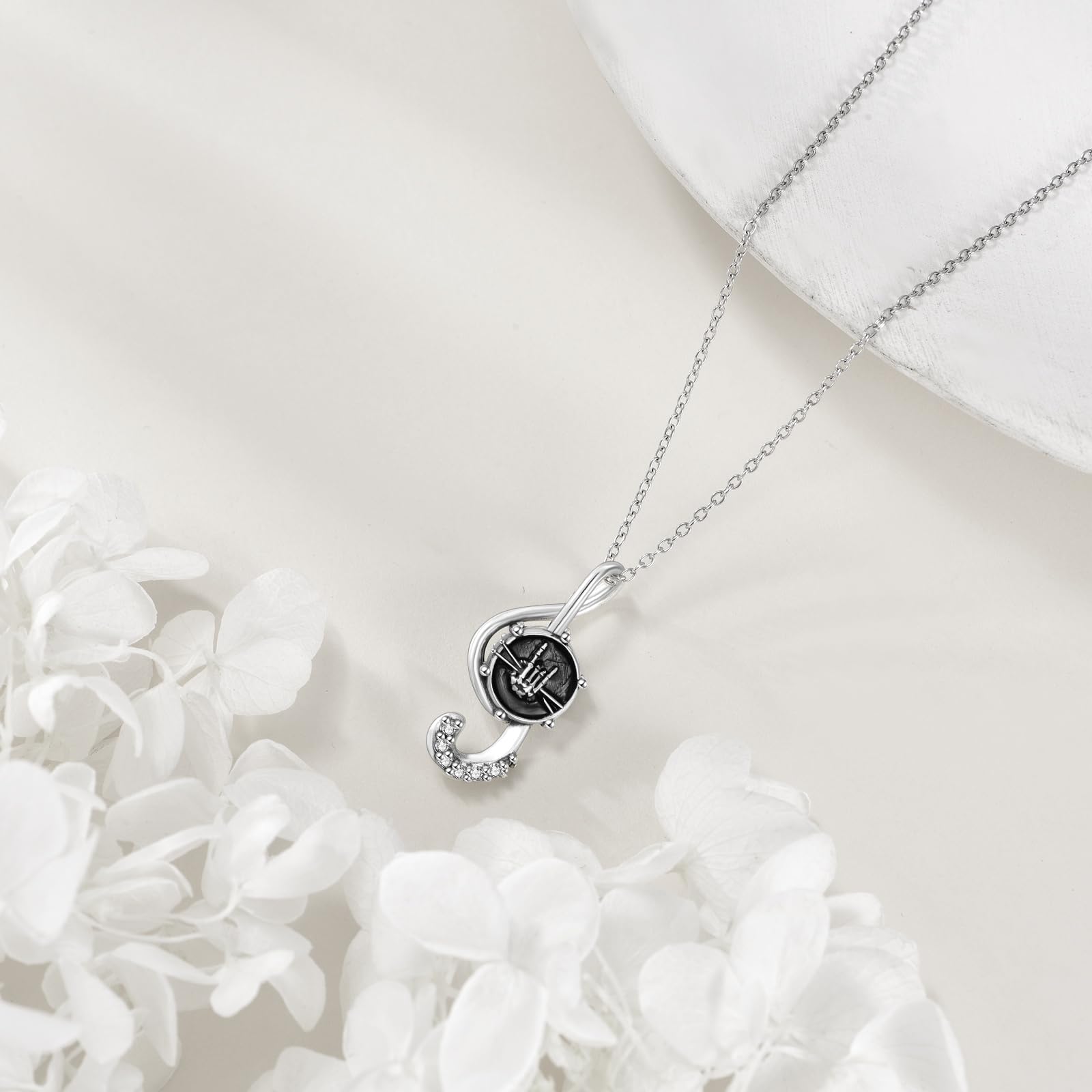 POPLYKE Sterling Silber Musik Anhänger Halskette Musikliebhaber Geschenke Schmuck für Frauen ihr