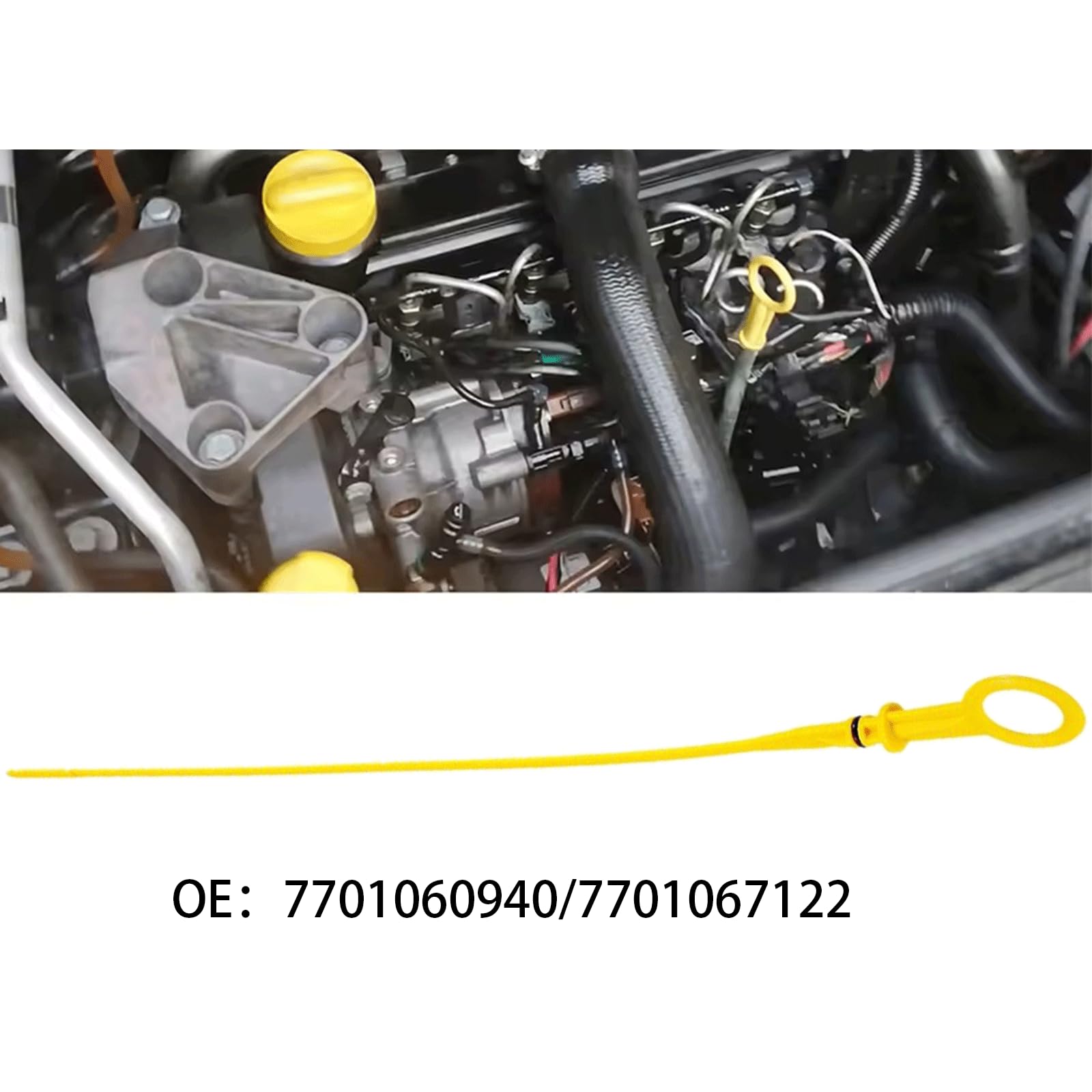Asta livello olio compatibile con motori Renault 1.5 dCi – Adatto per Clio Kangoo per Megane II – Giallo 52,1 cm