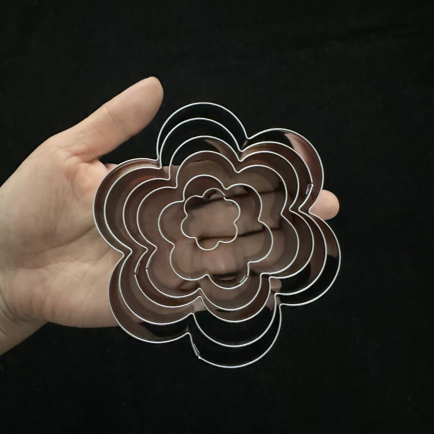 Juego de 6 cortadores de galletas de flores de seis pétalos, 4, 3, 3, 2.5, 1.8 y 1 pulgada, aptos para lavavajillas, cortadores de galletas para hornear