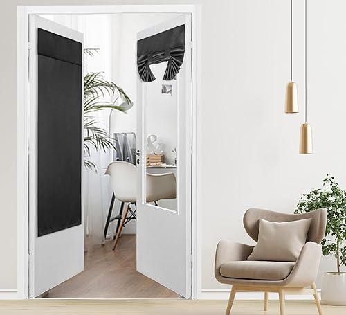 Miniatura 6 de PI Cortina opaca para puerta francesa, cortina de privacidad con aislamiento térmico para ventana de vidriodelanteracorrederapuerta de patio, 1