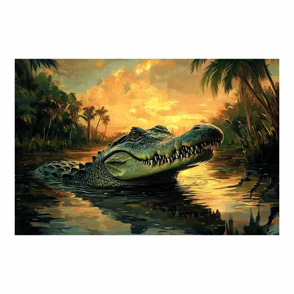 JOSUE Large Animal Canvas Wall Art Retro Modern Large Panoramic Landscape Artwork for Living Room Bedroom Bathroom Office Home Decor(Green 111)-30x40cm Unframed