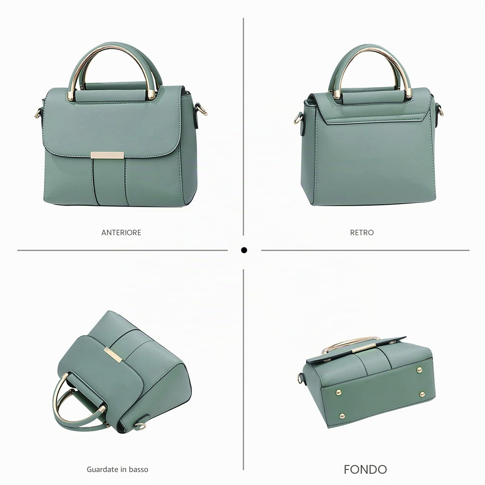 NICOLE & DORIS Borsa a Tracolla Piccola Borse da Donna Borsa Mano in pelle PU Borsa a Spalla Elegante Borsetta Firmate Satchel Tracolla Regolabile e Rimovibile verde