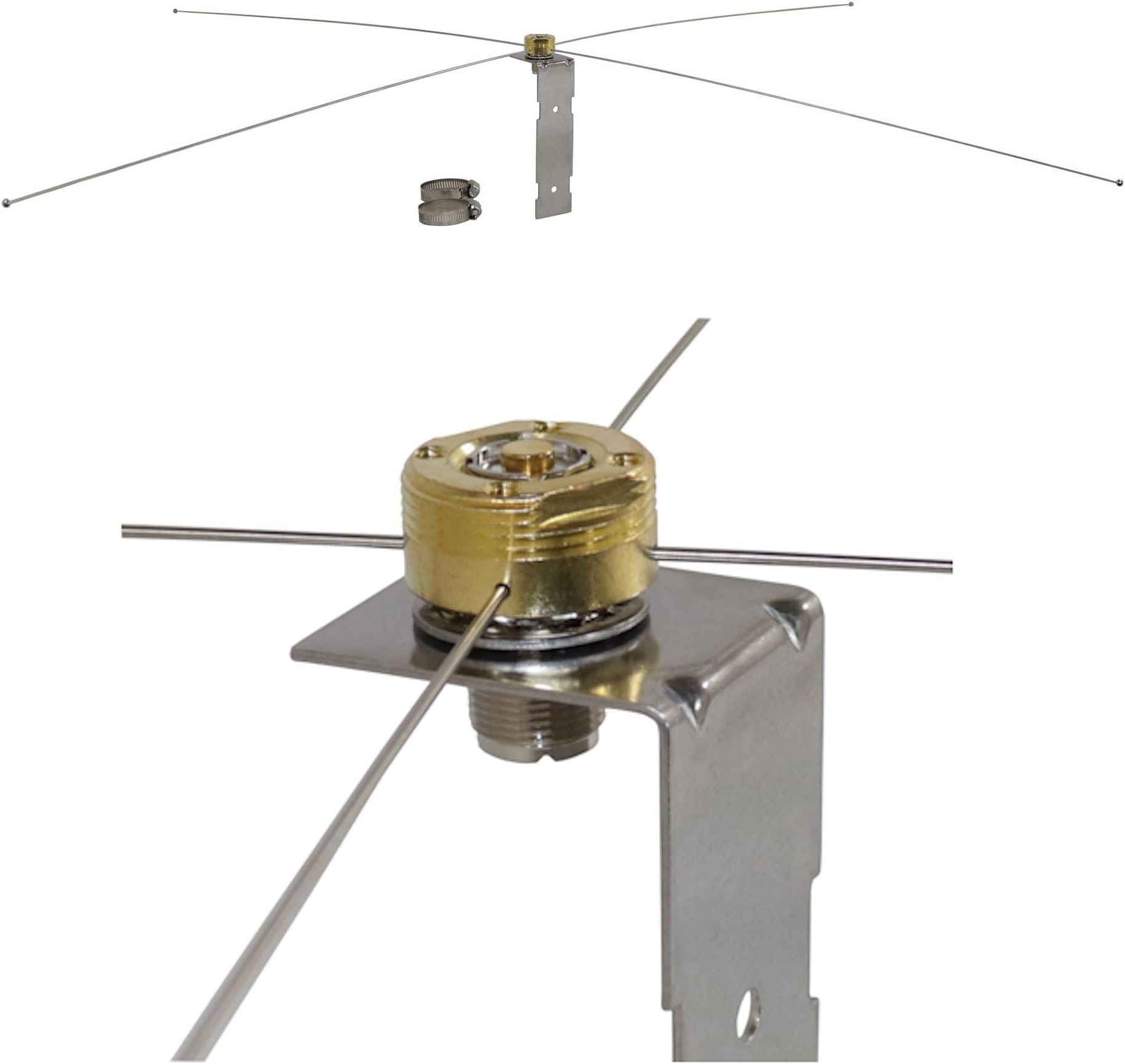 Tram 1465 NMO Mount to UHF-Female Connector Ground Plane Kit, Silver